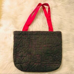 Hello Kitty All-Over Logo Outline Embroidered Tote